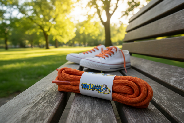 a pair of round 5mm wide burnt orange shoelaces