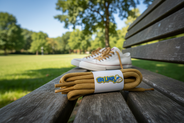 a pair of round 5mm wide caramel brown shoelaces