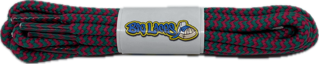 Round_Cerise_Pink_Jade_Green_Walking_Boot_Laces_4mm_wide