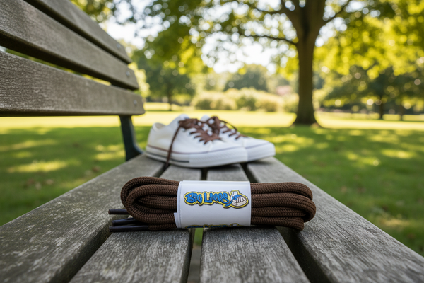 a pair of round 5mm wide chocolate brown shoelaces