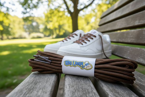 a pair of round 3mm wide chocolate brown shoelaces