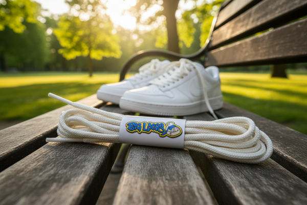 a pair of round 3mm wide Cream shoelaces