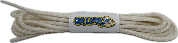 a pair of round 3mm wide Cream shoelaces
