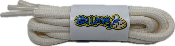 a pair of round 5mm wide cream shoelaces