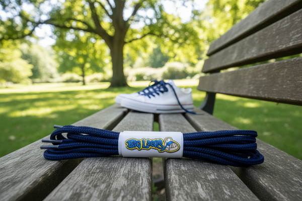 a pair of round 3mm wide dark navy blue shoelaces