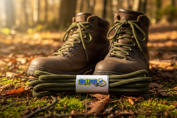 a pair of everglade green bootlaces suitable for hiking and walking boots
