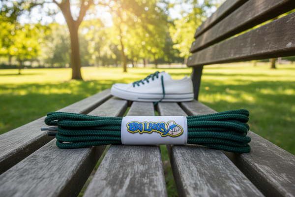 a pair of round 3mm wide forest green shoelaces