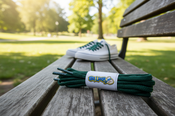 a pair of round 4mm wide forest green  shoelaces