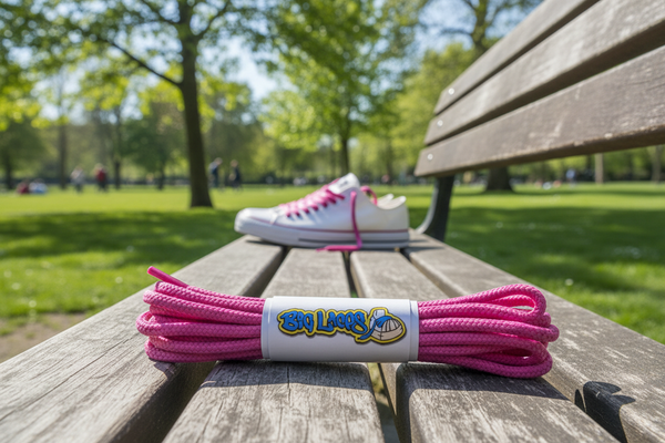 a pair of round 3mm wide hot berry pink shoelaces