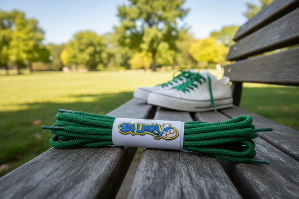 a pair of round 3mm wide kelly green shoelaces