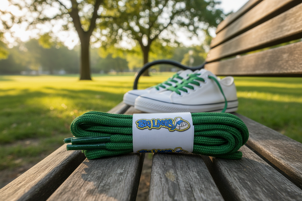 a pair of round 5mm wide kelly green shoelaces