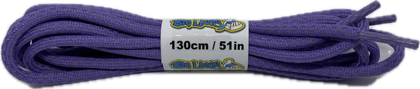 a pair of rope style 5mm wide lavender shoelaces with a reflective weave