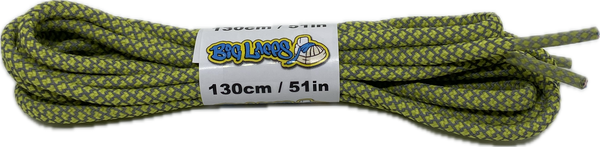 a pair of rope style 5mm wide lemon yellow shoelaces with a reflective weave