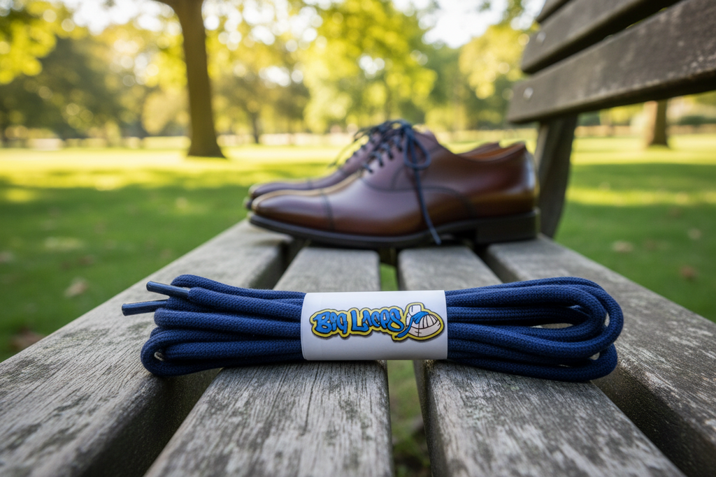 blue shoelaces dress shoes Round Cotton Navy Shoe Size:10 USA