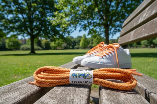 a pair of rope style 5mm wide neon orange shoelaces with a reflective weave