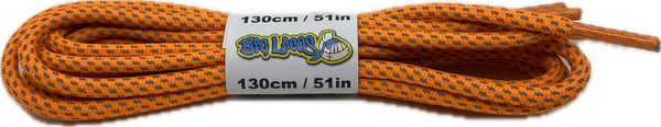 a pair of rope style 5mm wide neon orange shoelaces with a reflective weave
