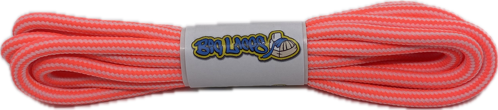 Round_Neon_Pink_White_Walking_Boot_Laces_4mm_wide