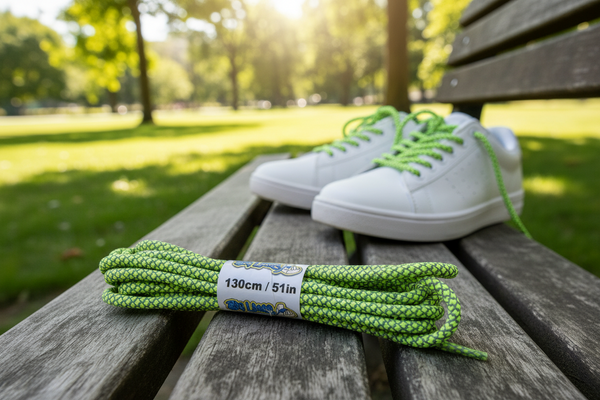 a pair of rope style 5mm wide neon yellow shoelaces with a reflective weave