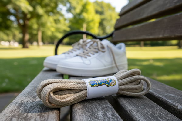 a pair of round 4mm wide oatmeal shoelaces