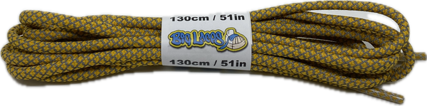 a pair of rope style 5mm wide orange shoelaces with a reflective weave