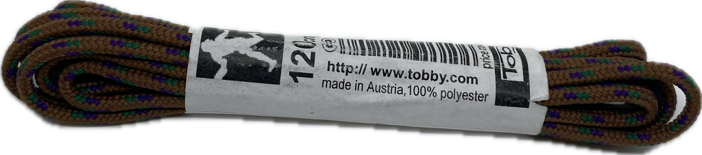 Round Patterned Strong Shoelaces/Bootlaces Chocolate Purple Teal - 4mm wide