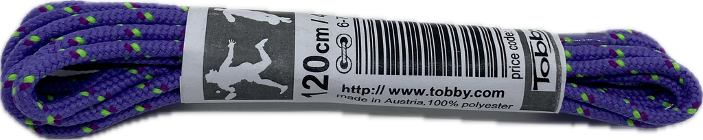 Round Patterned Strong Shoelaces/Bootlaces Lilac Purple Lime - 4mm wide