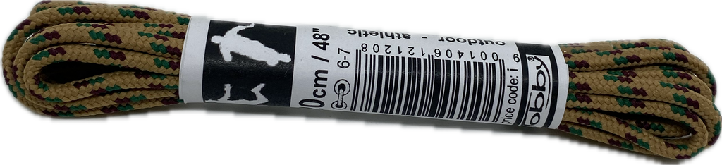 Round Patterned Strong Shoelaces/Bootlaces Mustard Green Dark Pink - 4mm wide