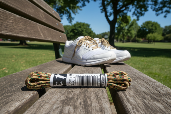 a pair of Round Patterned Strong Shoelaces/Bootlaces Mustard Green Dark Pink - 4mm wide