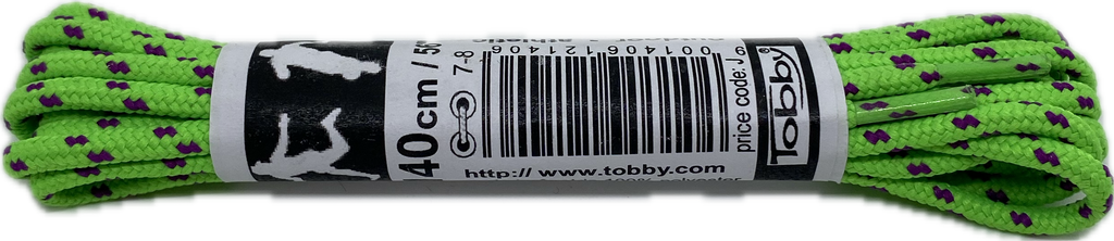 Round Patterned Strong Shoelaces Bootlaces Neon Green Purple - 4mm wide