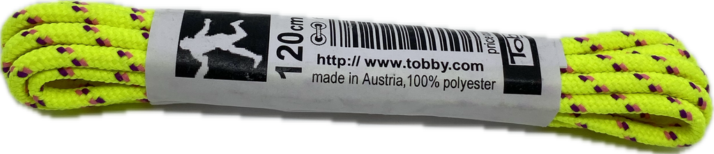 Round Patterned Strong Shoelaces/Bootlaces Neon Yellow Neon Pink Purple - 4mm wide