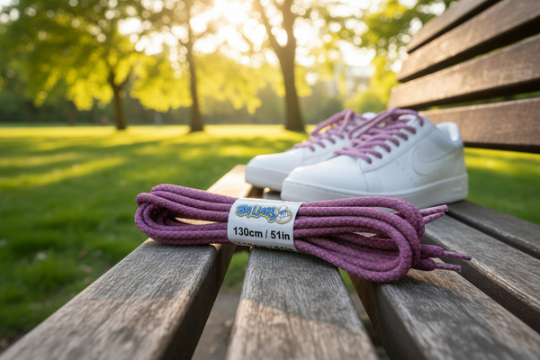 a pair of rope style 5mm wide pink shoelaces with a reflective weave