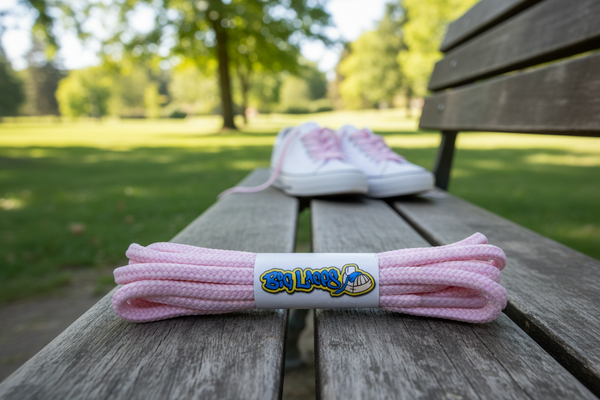 a pair of round 4mm wide pink shoelaces