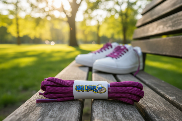 a pair of round 5mm wide plum shoelaces