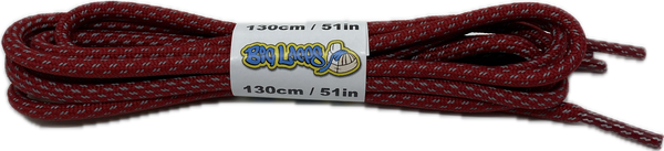 a pair of rope style 5mm wide red shoelaces with a reflective weave