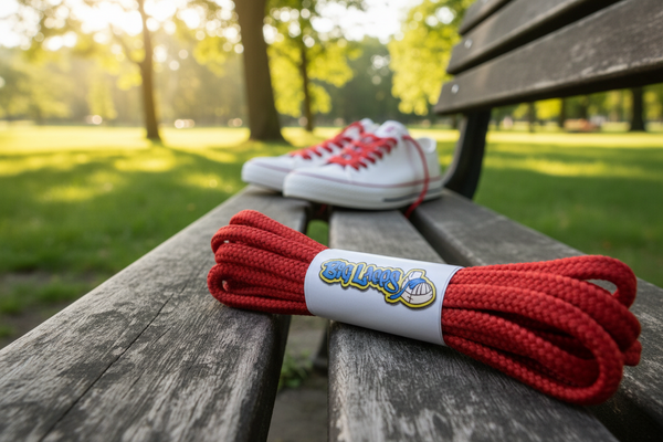 a pair of round 4mm wide red shoelaces
