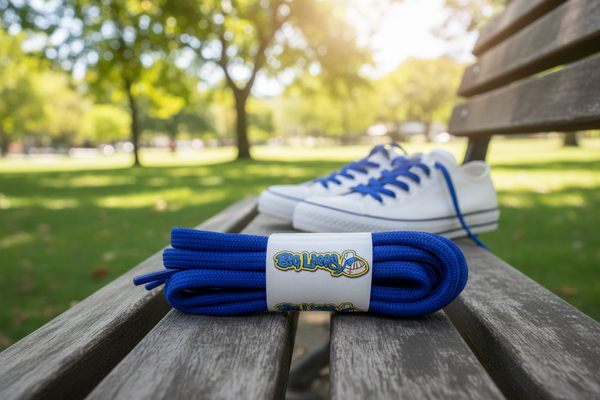 a pair of round 5mm wide royal blue shoelaces