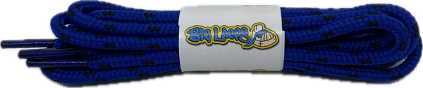 a pair of royal blue bootlaces with black flecks suitable for hiking and walking boots
