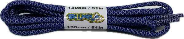 a pair of rope style 5mm wide royal blue shoelaces with a reflective weave