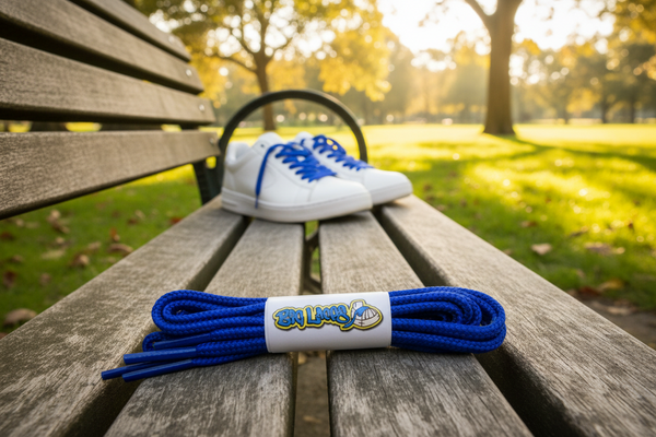 a pair of round 4mm wide royal blue shoelaces