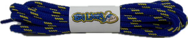 a pair of royal blue bootlaces with yellow flecks suitable for hiking and walking boots