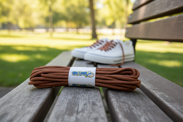 a pair of round 4mm wide rust brown shoelaces