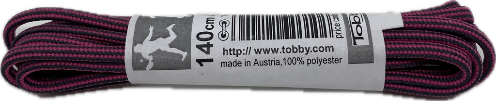 Round Strong Shoelaces Bootlaces Fuschia Charcoal - 4mm wide