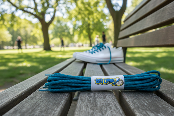 a pair of round 3mm wide teal shoelaces