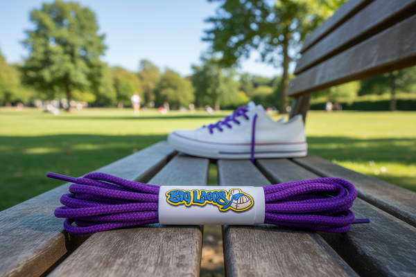 a pair of round 3mm wide violet shoelaces