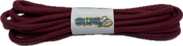 Round Waxed Burgundy Cotton Shoe Laces - 3mm or 5mm wide