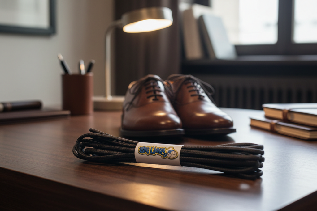 Round Waxed Dark Brown Cotton Shoe Laces