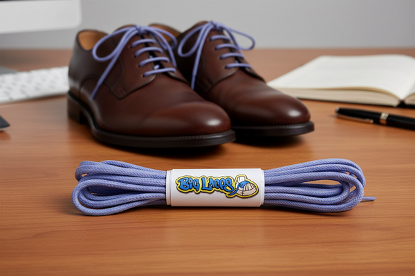 a pair of round lilac waxed cotton shoelaces