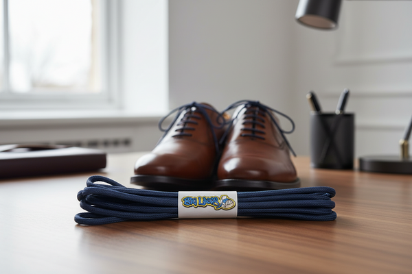 a pair of round slate waxed cotton shoelaces