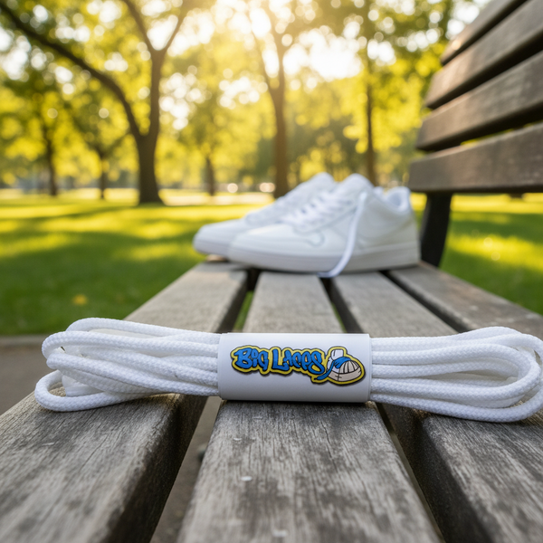 a pair of round 3mm wide white shoelaces