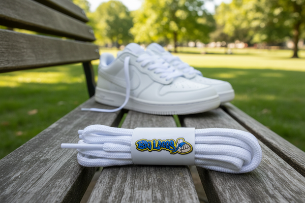 a pair of round 5mm wide white shoelaces